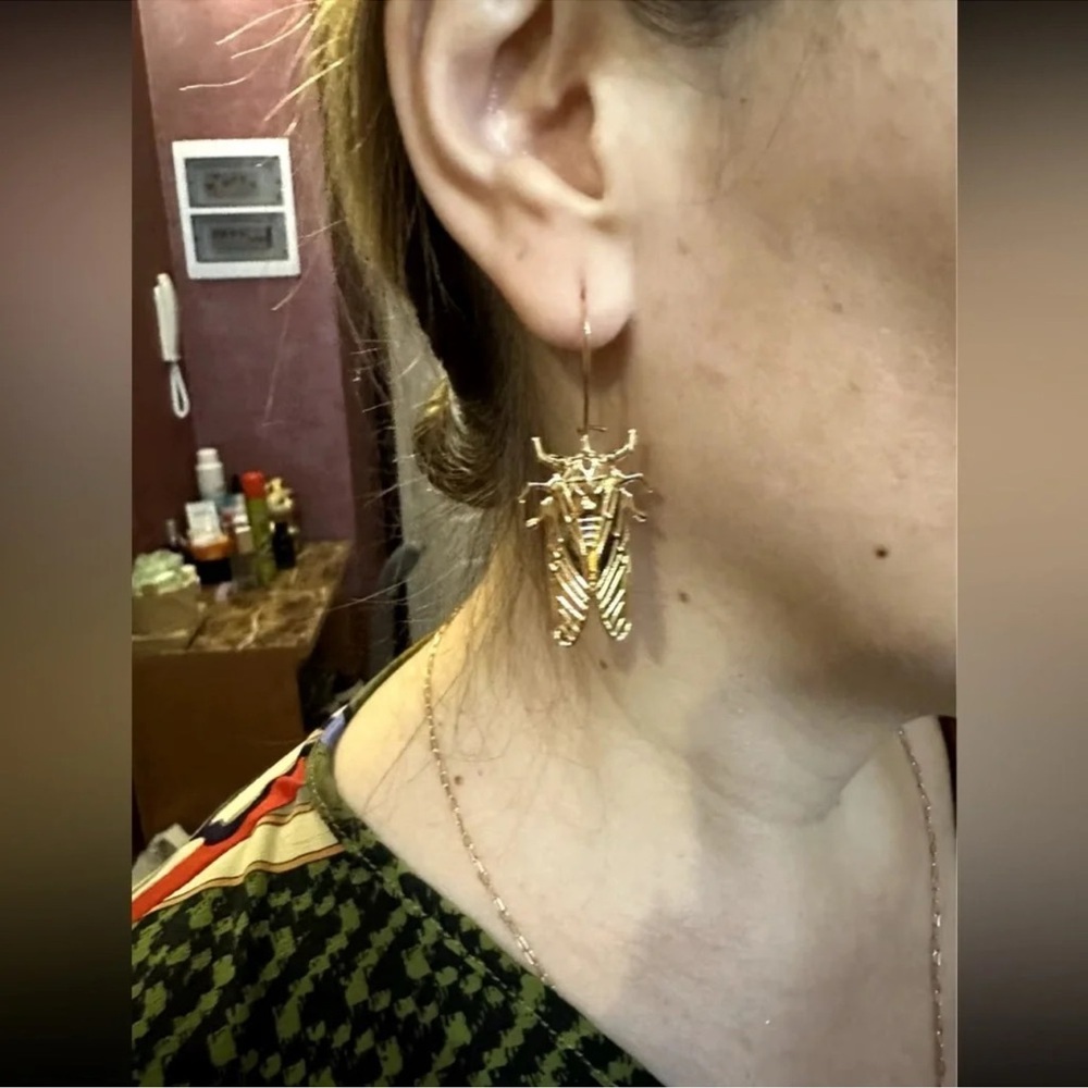 Vintage Egyptian Big Beetle Insect Bugs Earrings - Picture 10 of 16
